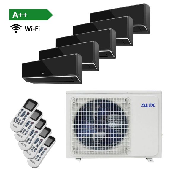 AUX Multi-split unit airco 12kW met 5 x 3,5kW binnenunits zwart